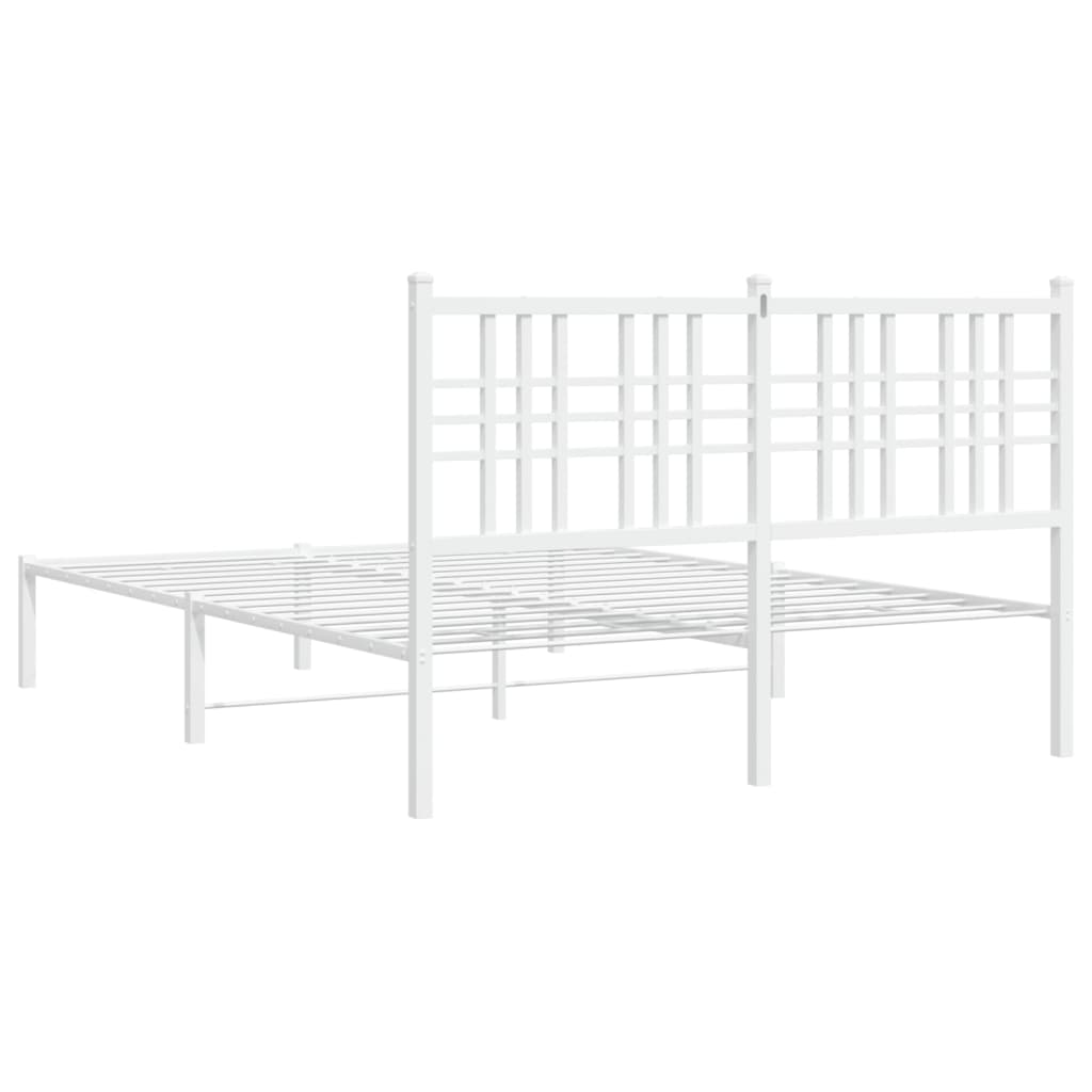 Metalni okvir za krevet s uzglavljem bijeli 140 x 200 cm