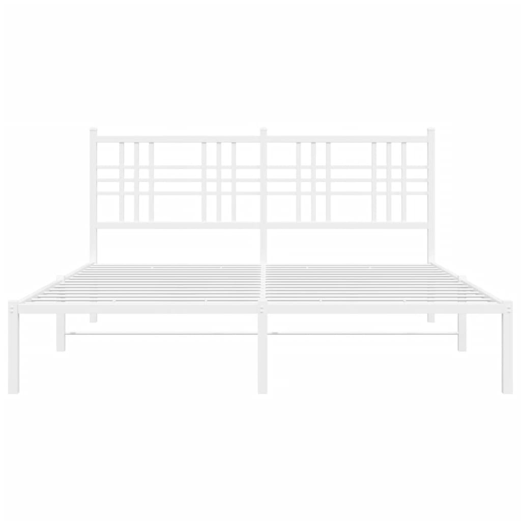 Metalni okvir za krevet s uzglavljem bijeli 150x200 cm