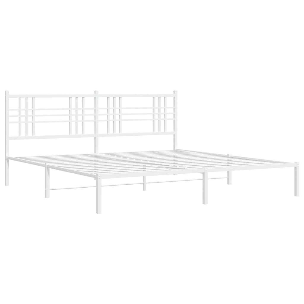 Metalni okvir za krevet s uzglavljem bijeli 193x203 cm