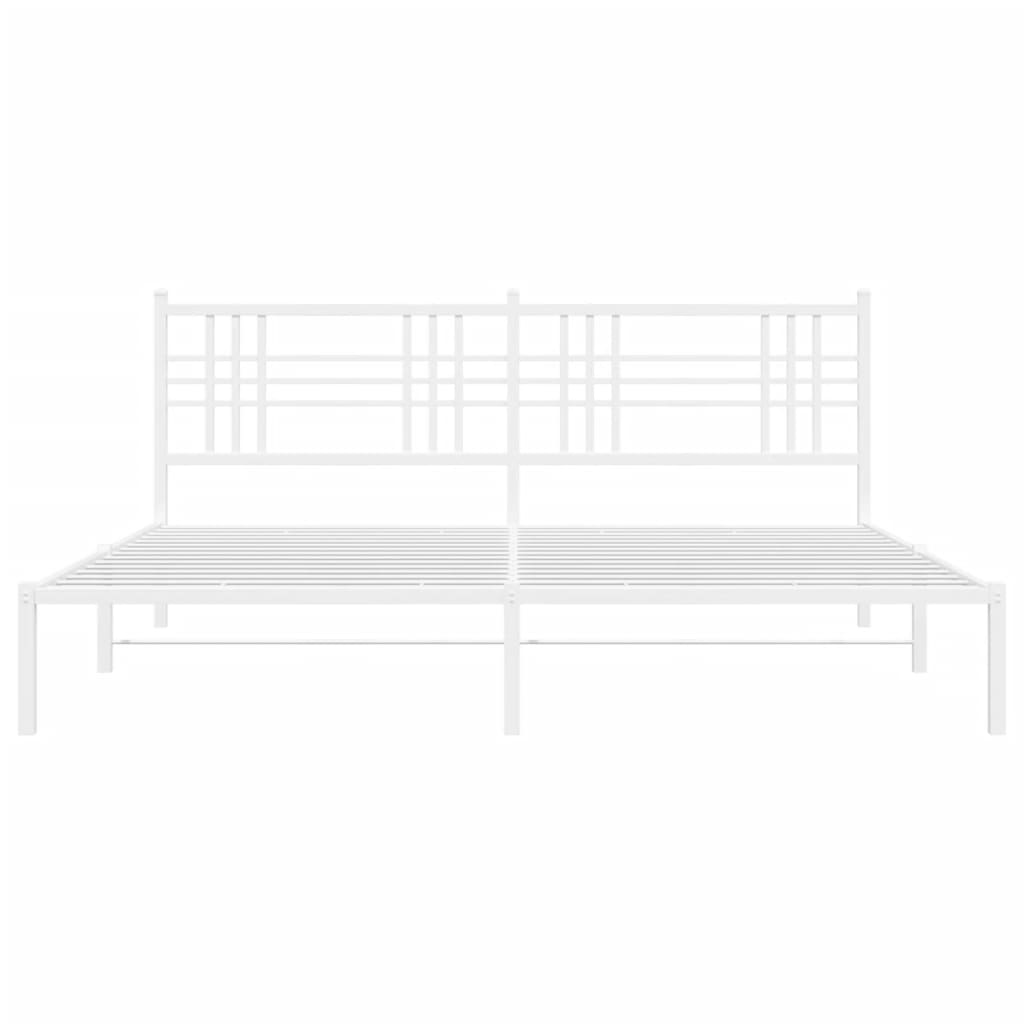 Metalni okvir za krevet s uzglavljem bijeli 193x203 cm