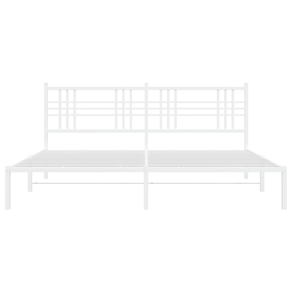 Metalni okvir za krevet s uzglavljem bijeli 200x200 cm