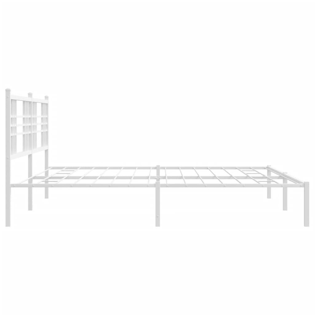 Metalni okvir za krevet s uzglavljem bijeli 200x200 cm