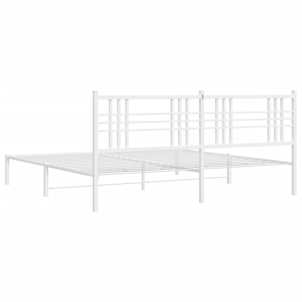 Metalni okvir za krevet s uzglavljem bijeli 200x200 cm