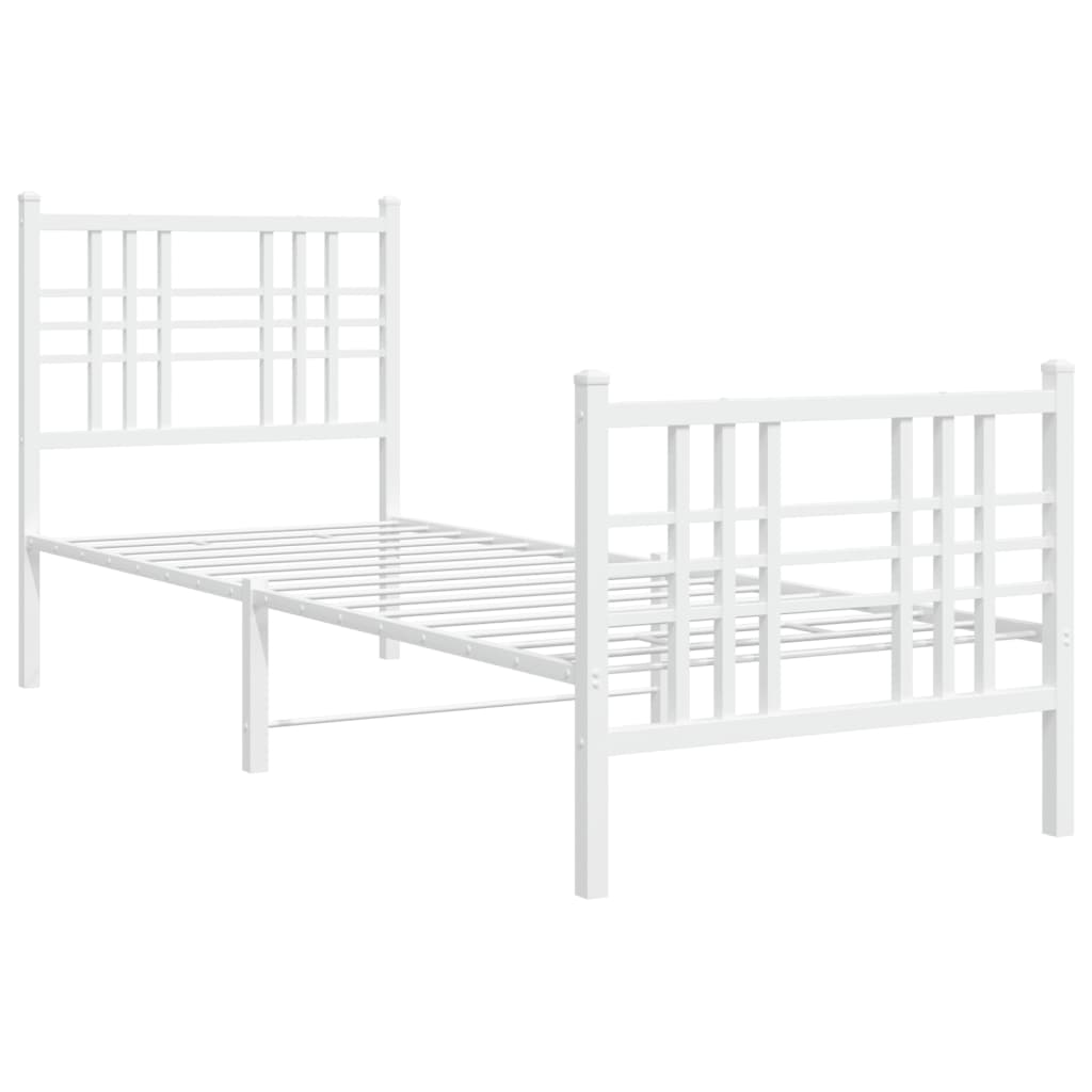 Metalni okvir kreveta uzglavlje i podnožje bijeli 80x200 cm