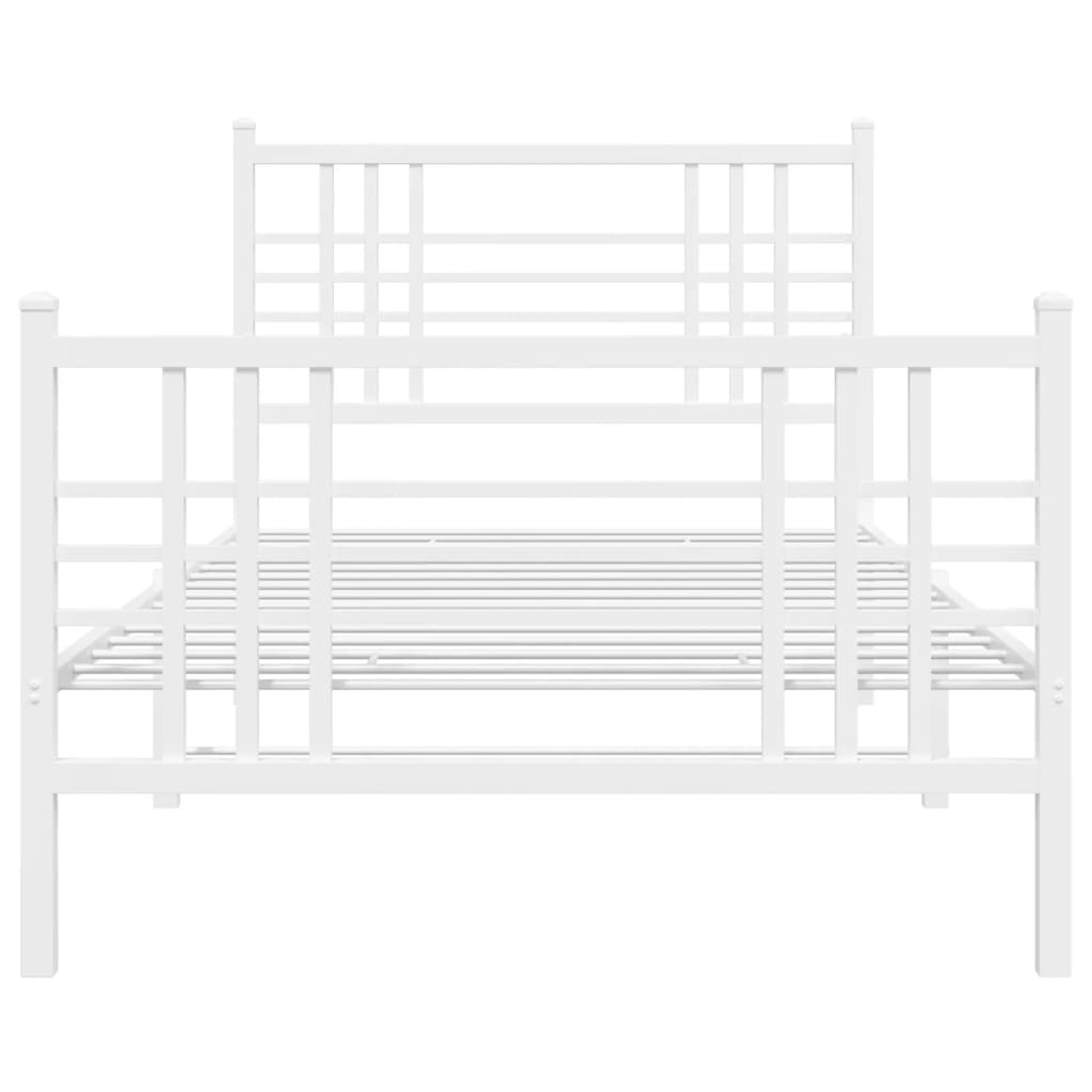 Metalni okvir kreveta uzglavlje i podnožje bijeli 90x190 cm