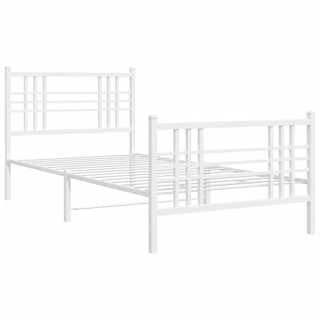 Metalni okvir kreveta uzglavlje i podnožje bijeli 90 x 200 cm