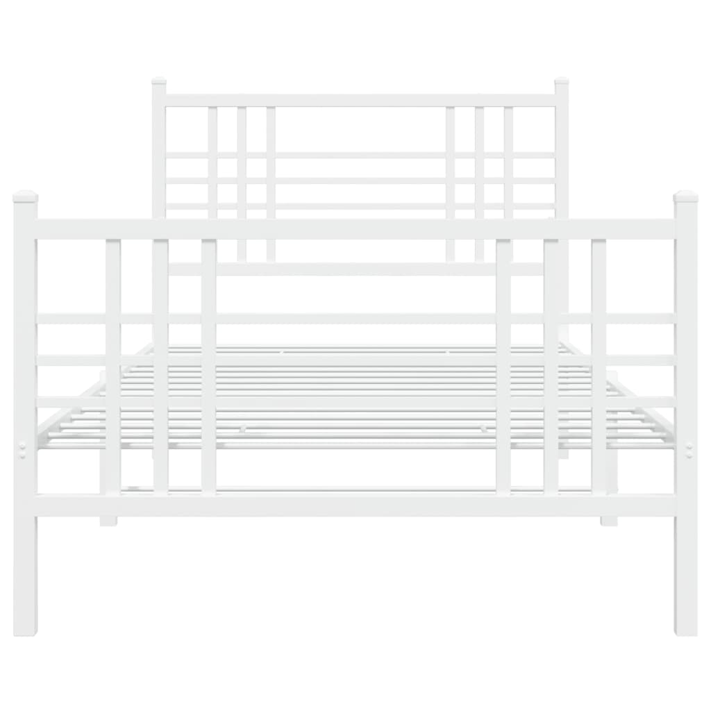 Metalni okvir kreveta uzglavlje i podnožje bijeli 90 x 200 cm