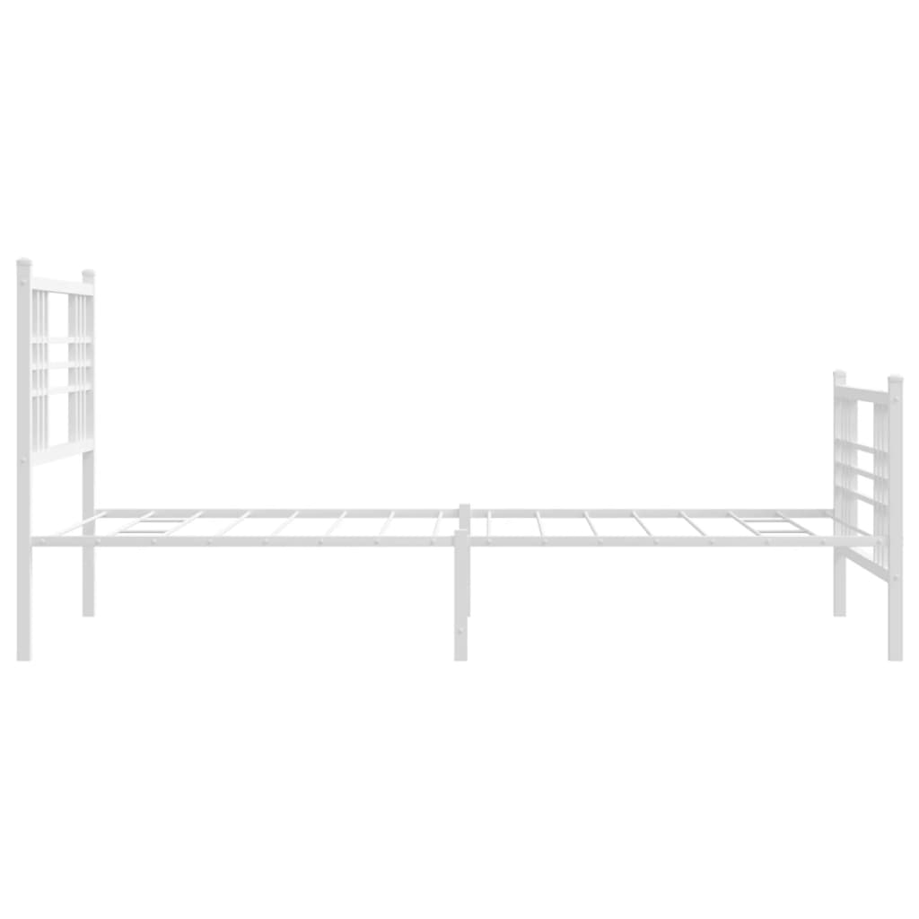 Metalni okvir kreveta uzglavlje i podnožje bijeli 90 x 200 cm