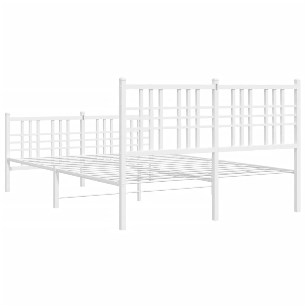 Metalni okvir kreveta uzglavlje i podnožje bijeli 140 x 190 cm