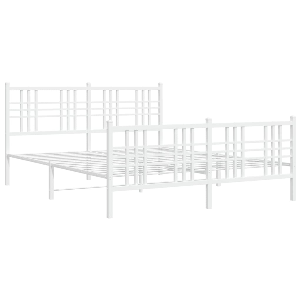 Metalni okvir kreveta uzglavlje i podnožje bijeli 150 x 200 cm