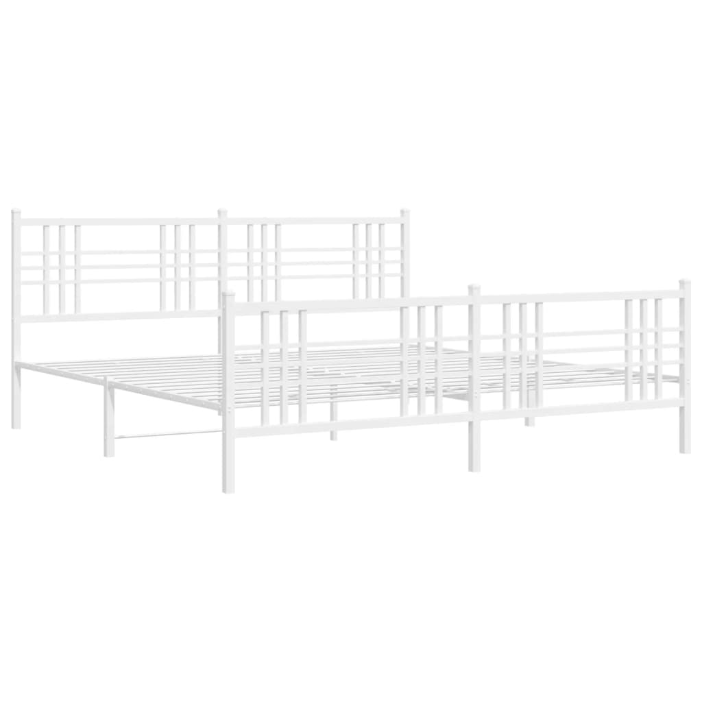 Metalni okvir kreveta uzglavlje i podnožje bijeli 183x213 cm
