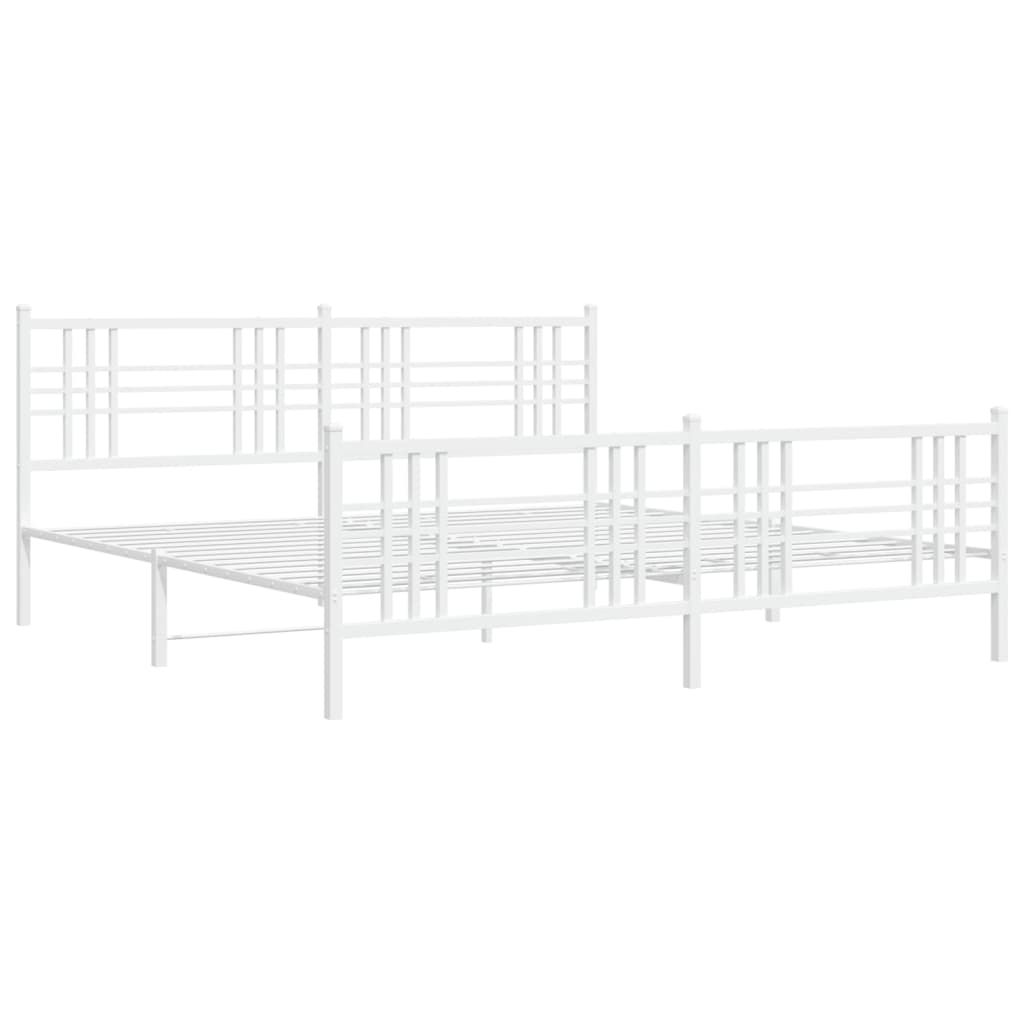 Metalni okvir kreveta uzglavlje i podnožje bijeli 200x200 cm