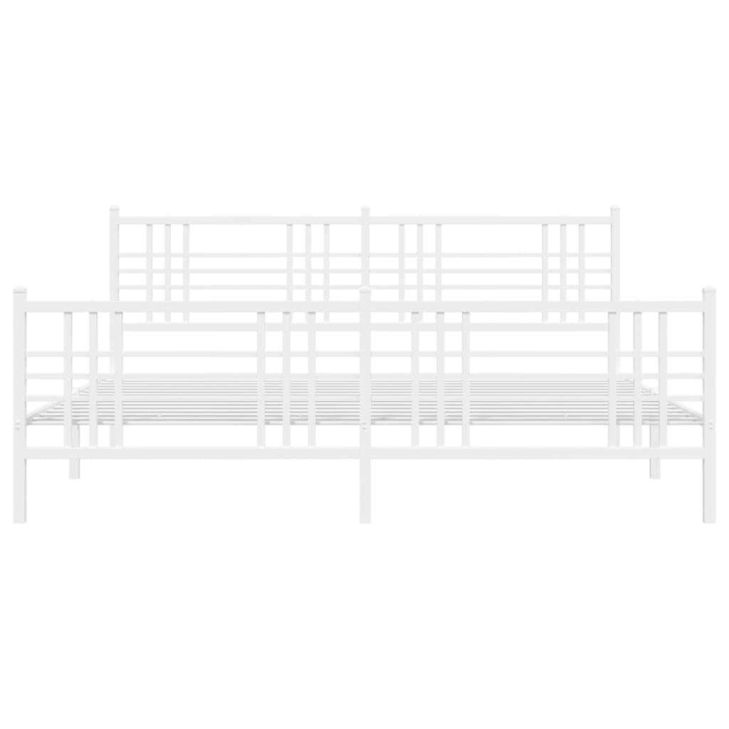 Metalni okvir kreveta uzglavlje i podnožje bijeli 200x200 cm
