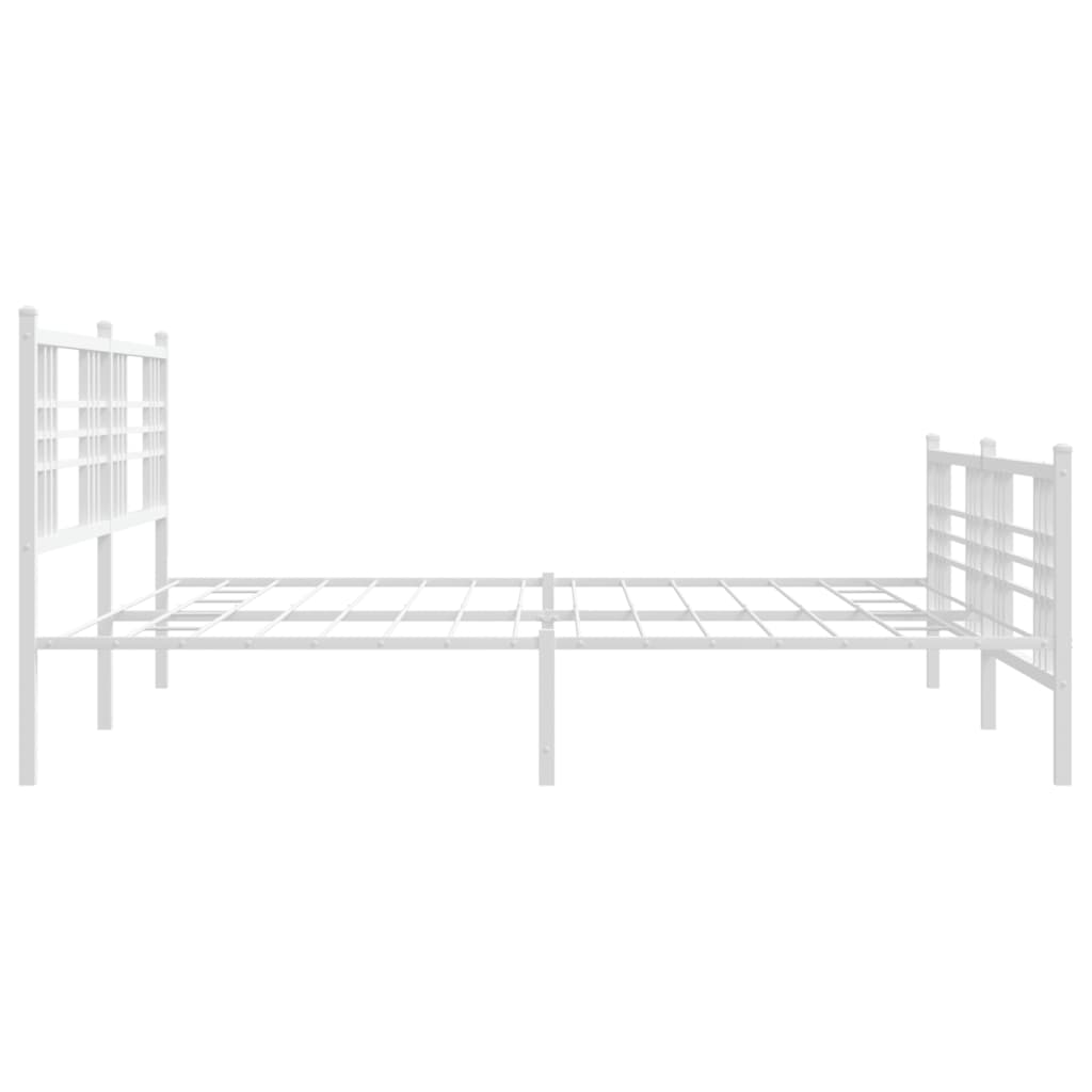 Metalni okvir kreveta uzglavlje i podnožje bijeli 200x200 cm