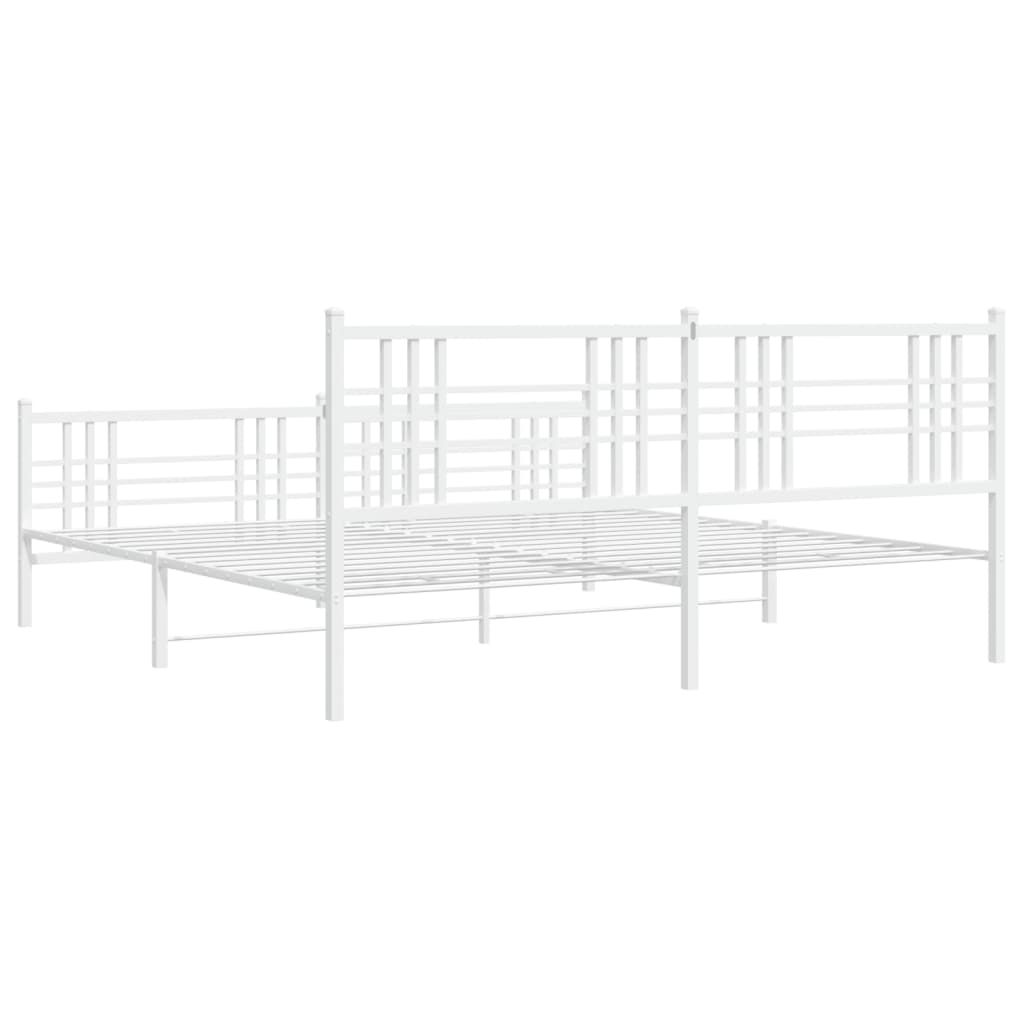 Metalni okvir kreveta uzglavlje i podnožje bijeli 200x200 cm