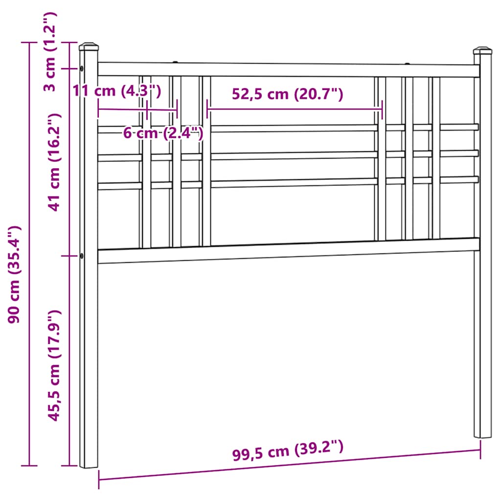 Metalno zamjensko uzglavlje bijelo 100 cm