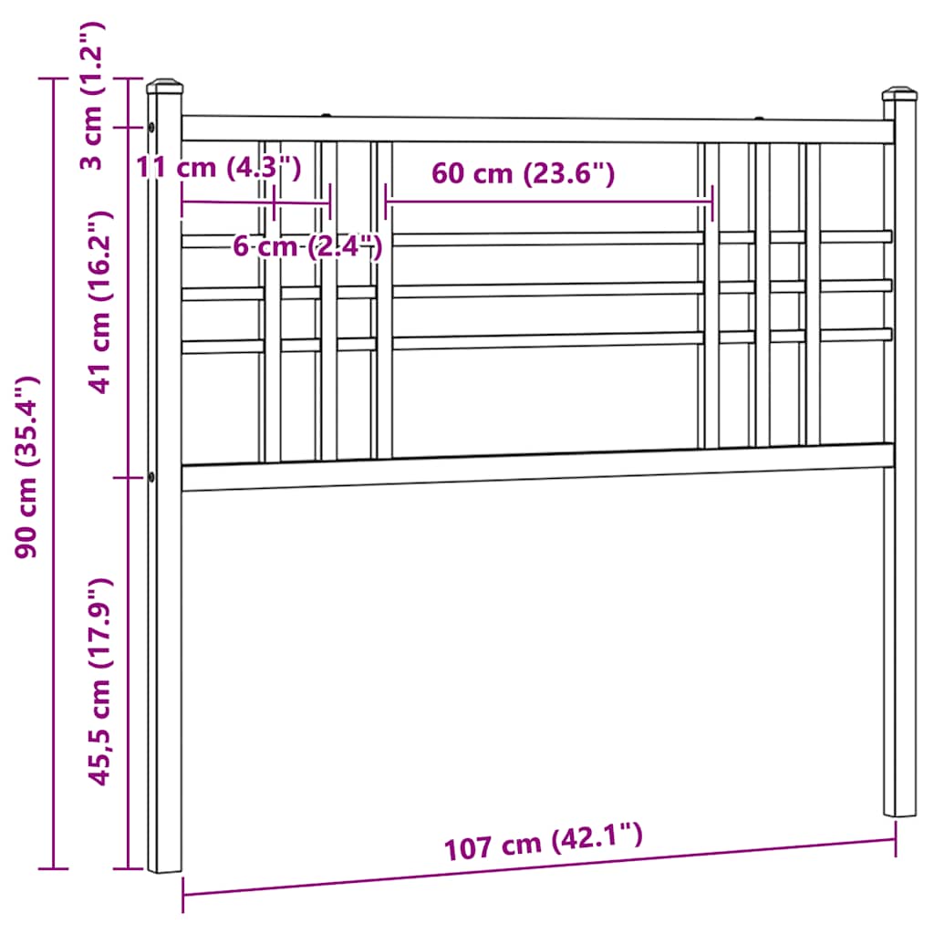 Metalno zamjensko uzglavlje bijelo 107 cm