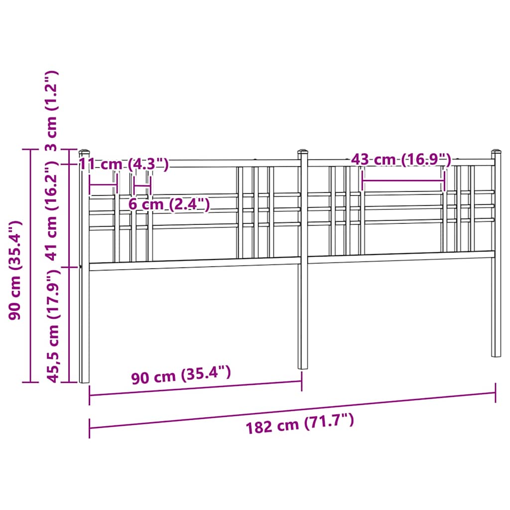 Metalno zamjensko uzglavlje bijelo 180 cm