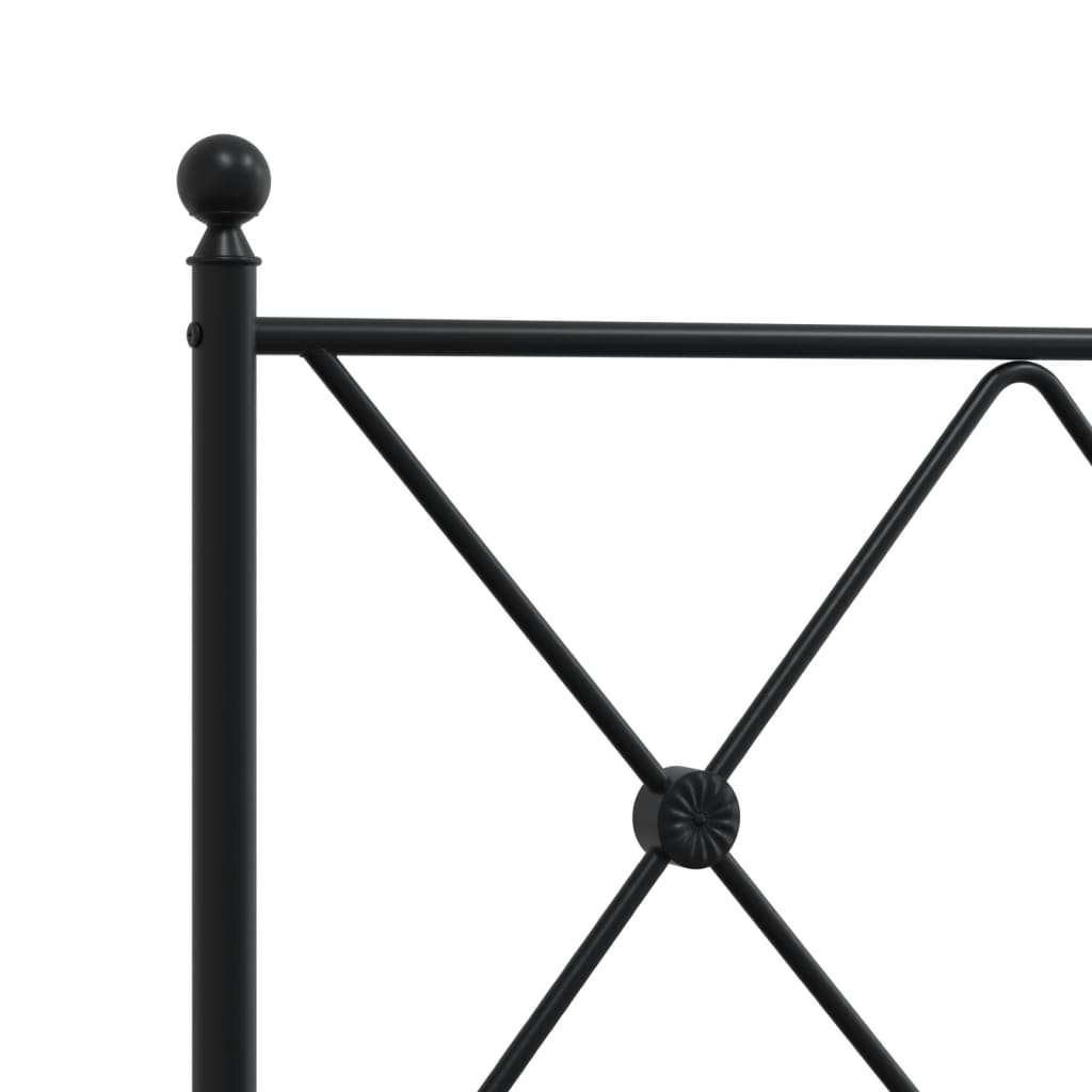Metalni okvir za krevet s uzglavljem crni 75x190 cm