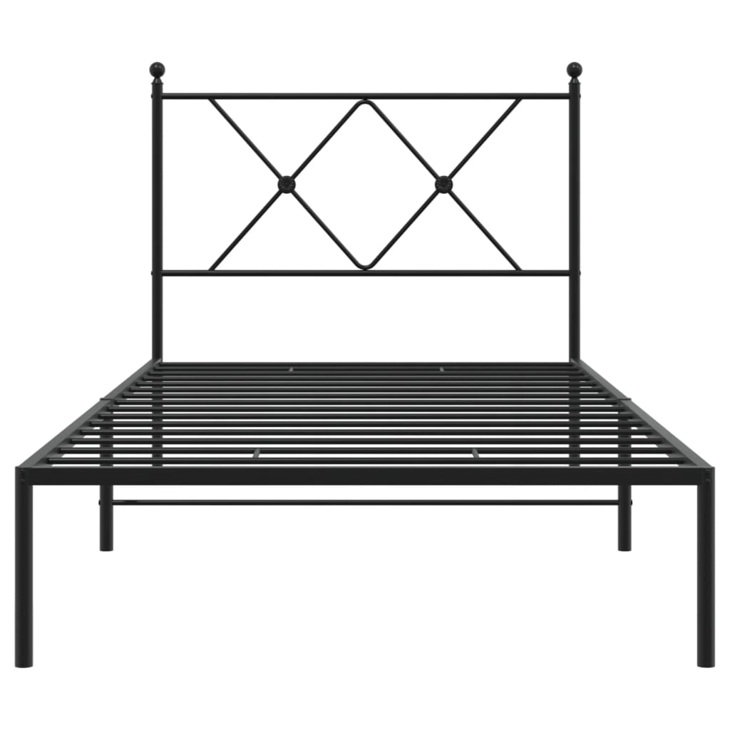 Metalni okvir za krevet s uzglavljem crni 90x190 cm