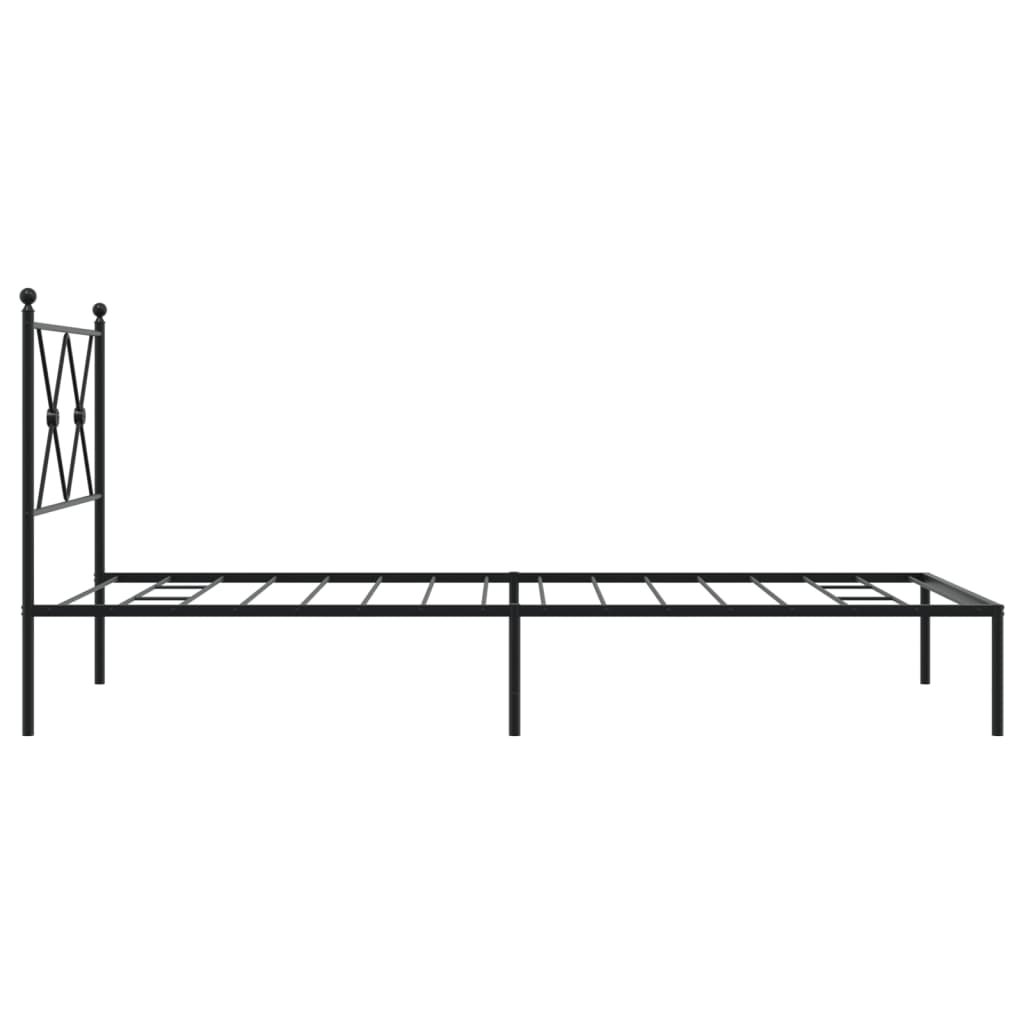 Metalni okvir za krevet s uzglavljem crni 90x190 cm