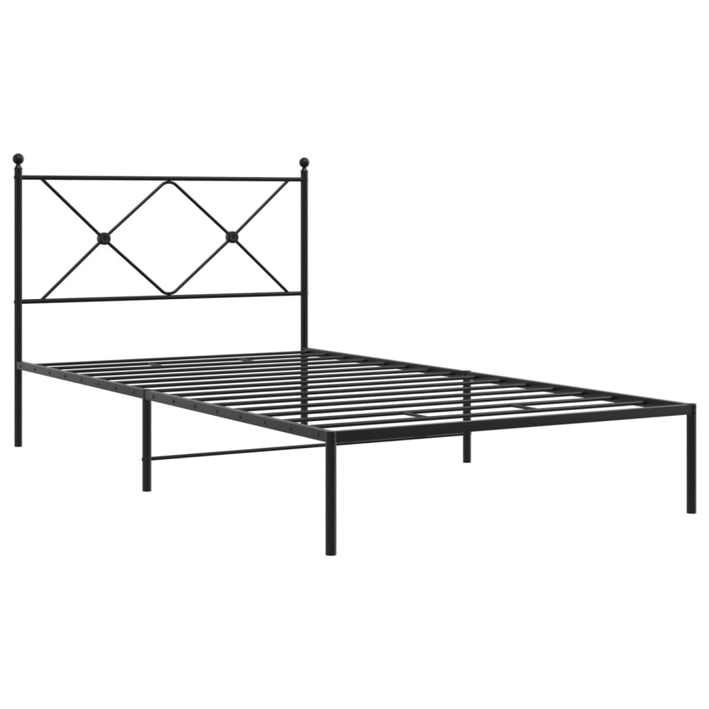 Metalni okvir za krevet s uzglavljem crni 100x190 cm