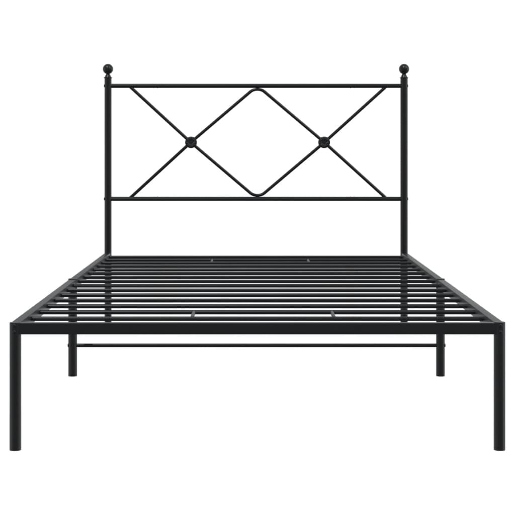 Metalni okvir za krevet s uzglavljem crni 100x190 cm