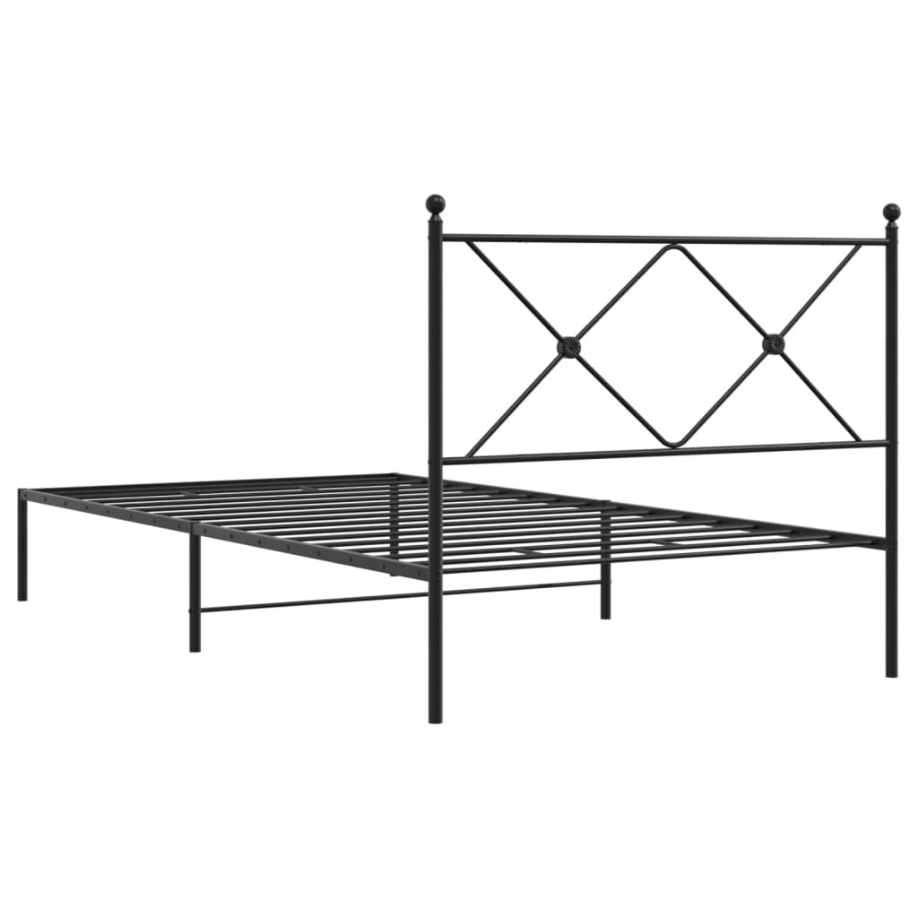 Metalni okvir za krevet s uzglavljem crni 100x190 cm