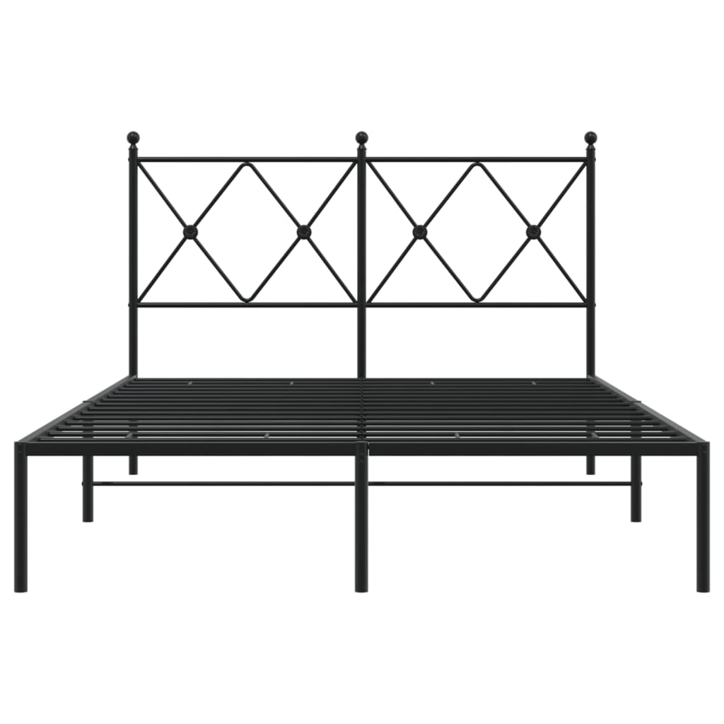 Metalni okvir za krevet s uzglavljem crni 120x190 cm