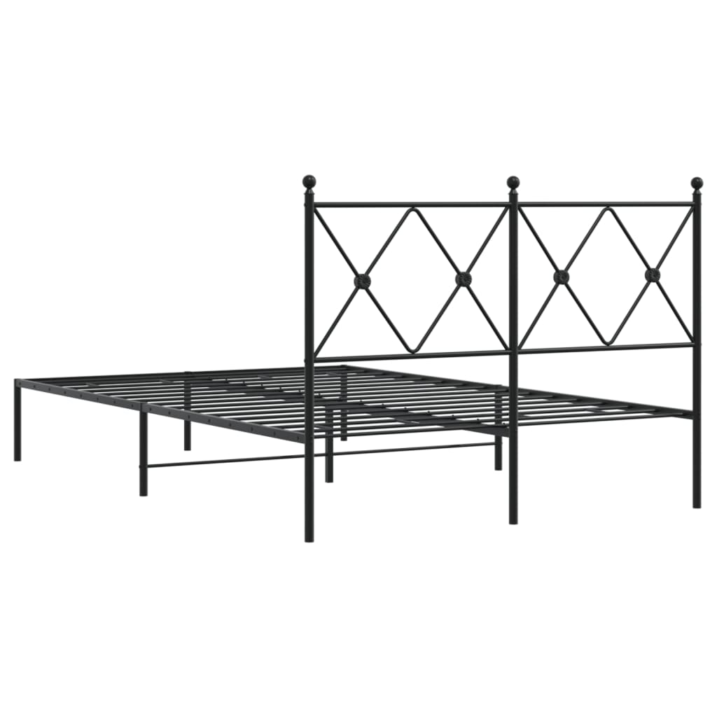 Metalni okvir za krevet s uzglavljem crni 120x190 cm