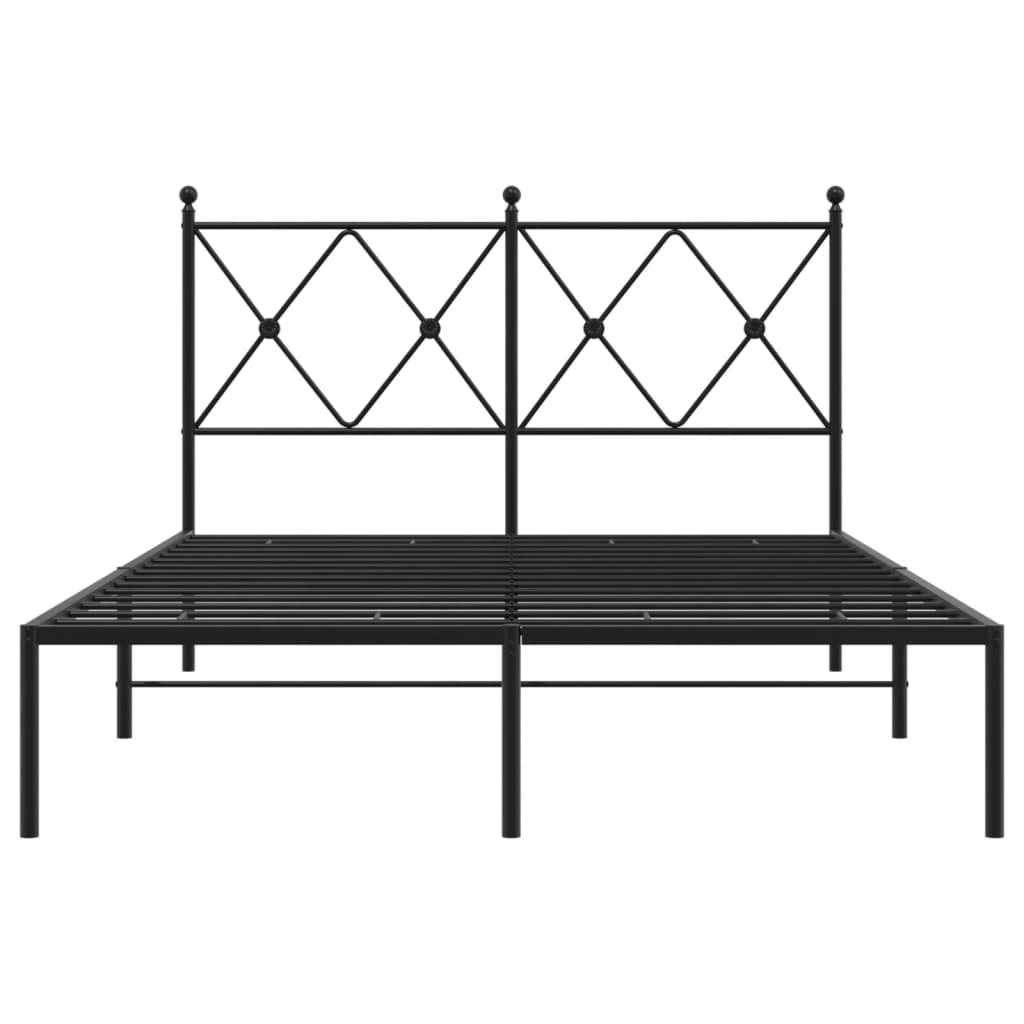 Metalni okvir za krevet s uzglavljem crni 120x200 cm