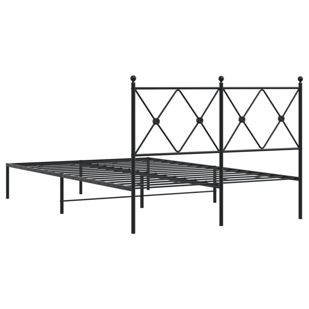 Metalni okvir za krevet s uzglavljem crni 120x200 cm