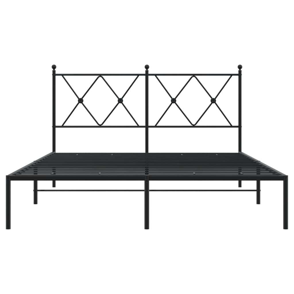 Metalni okvir za krevet s uzglavljem crni 135x190 cm