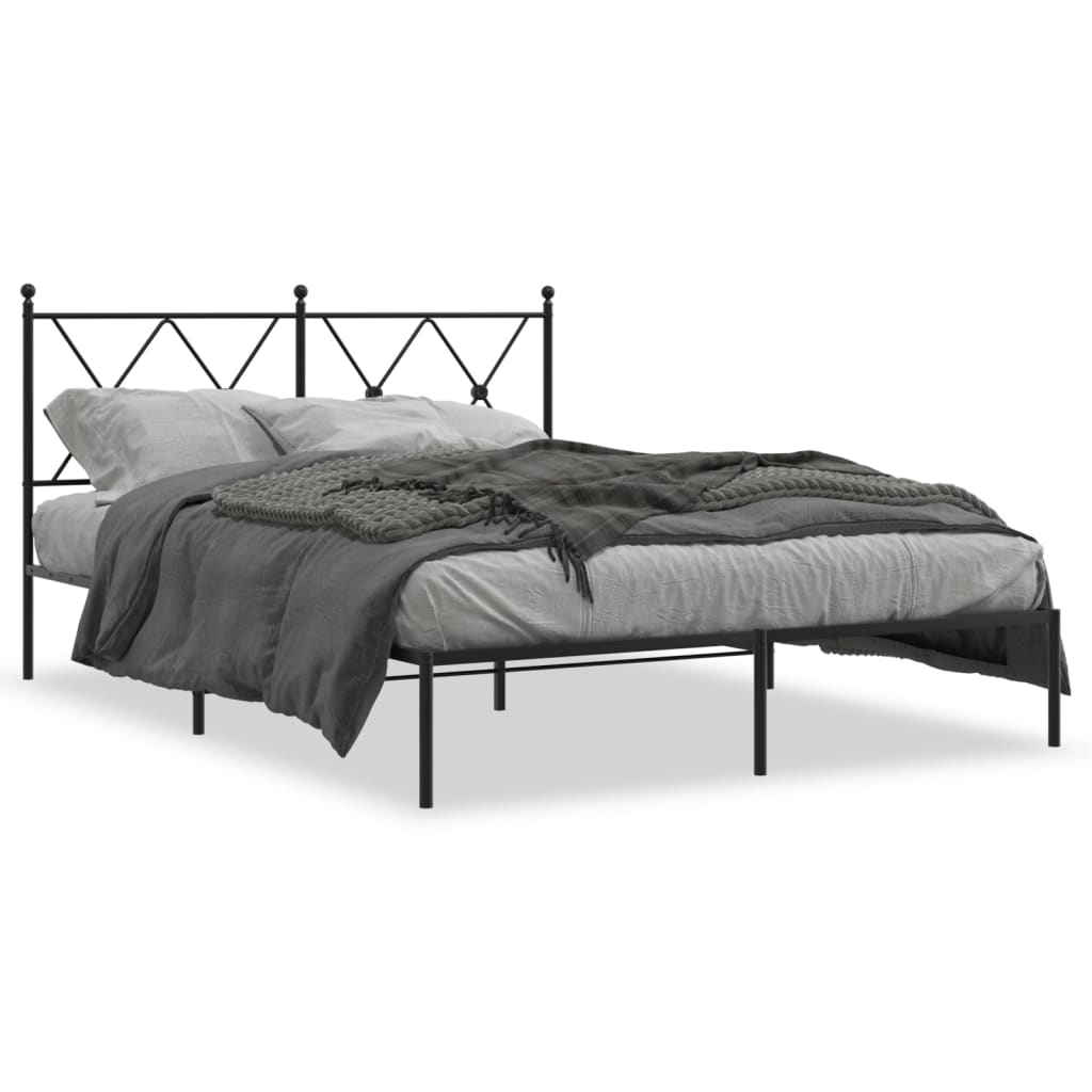 Metalni okvir za krevet s uzglavljem crni 140x190 cm