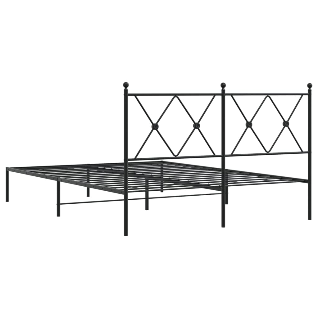Metalni okvir za krevet s uzglavljem crni 140x190 cm