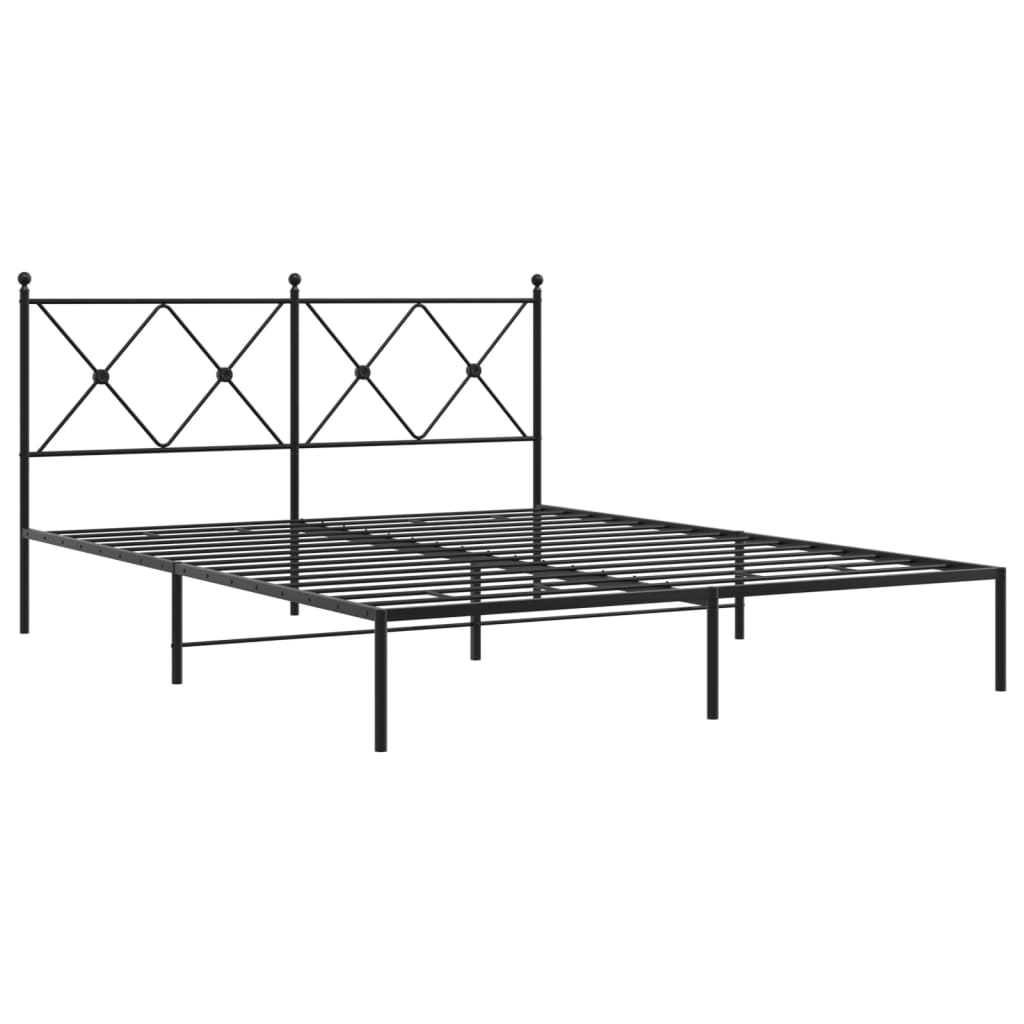 Metalni okvir za krevet s uzglavljem crni 160x200 cm