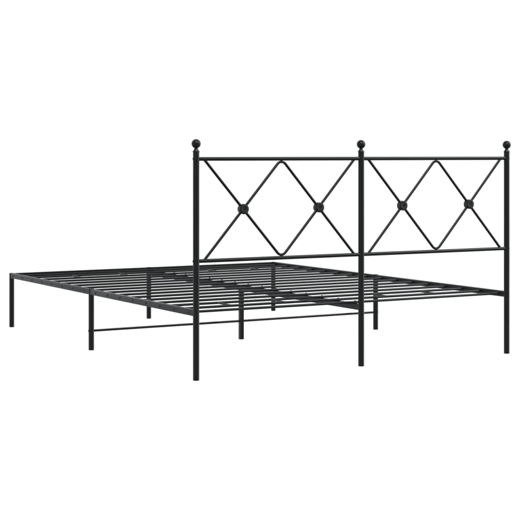Metalni okvir za krevet s uzglavljem crni 160x200 cm