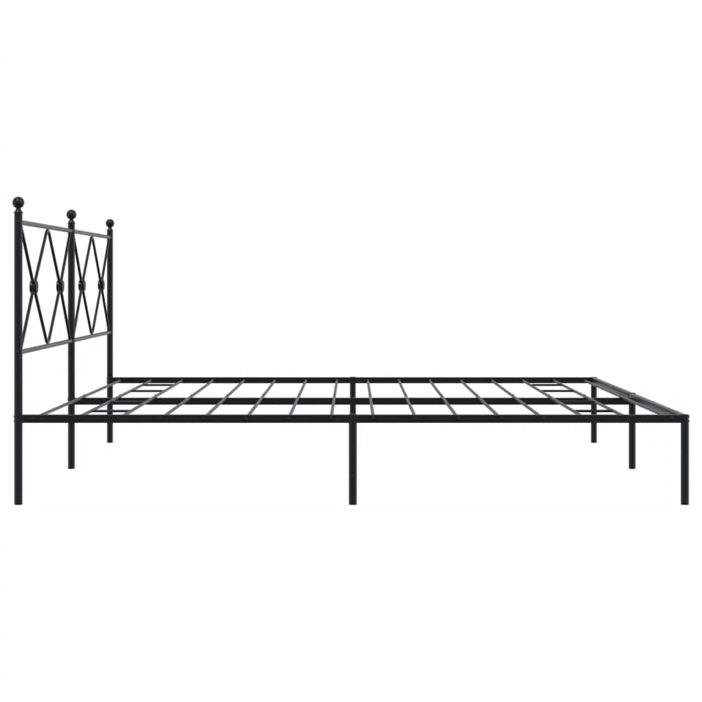Metalni okvir za krevet s uzglavljem crni 200x200 cm