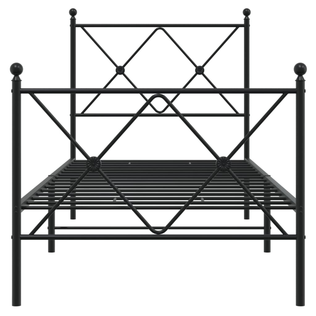 Metalni okvir kreveta uzglavlje i podnožje crni 80x200 cm