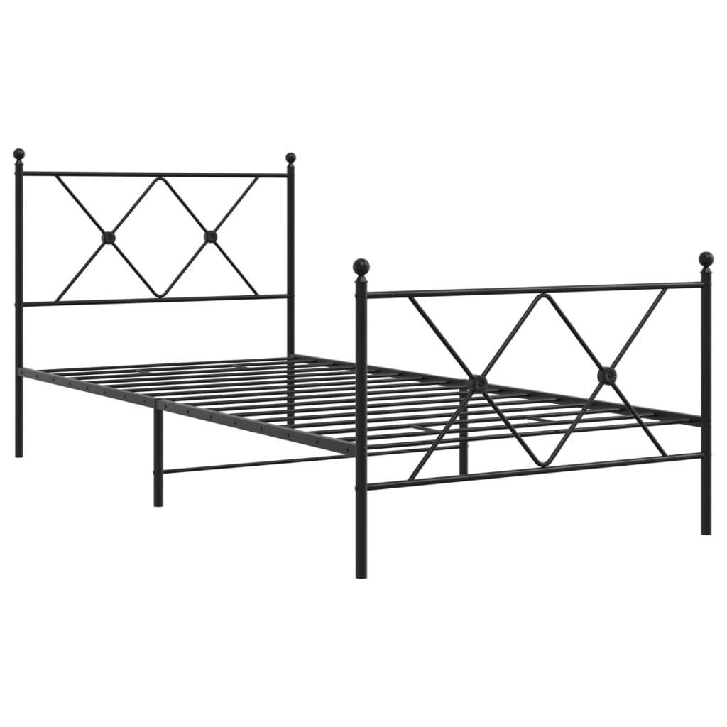 Metalni okvir kreveta uzglavlje i podnožje crni 90 x 200 cm