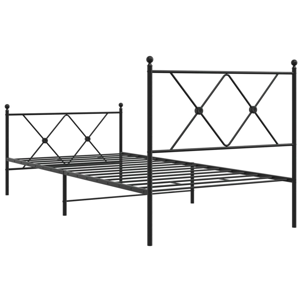 Metalni okvir kreveta uzglavlje i podnožje crni 90 x 200 cm