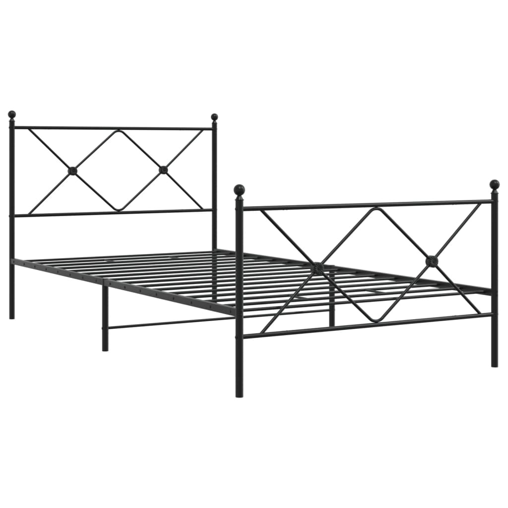 Metalni okvir kreveta uzglavlje i podnožje crni 100x190 cm