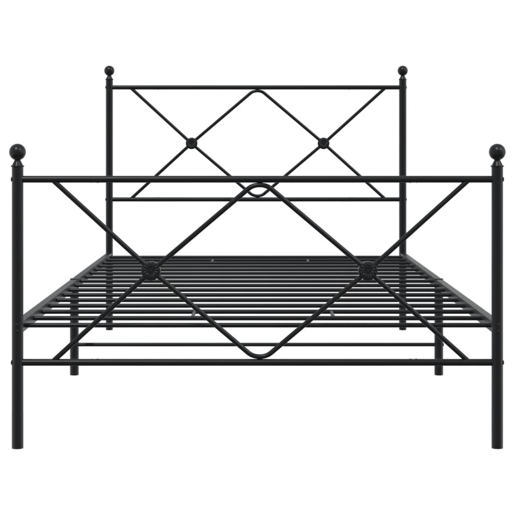 Metalni okvir kreveta uzglavlje i podnožje crni 100x200 cm