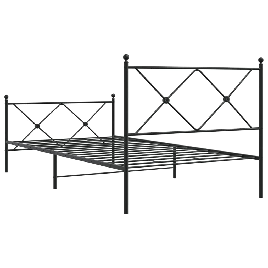 Metalni okvir kreveta uzglavlje i podnožje crni 100x200 cm