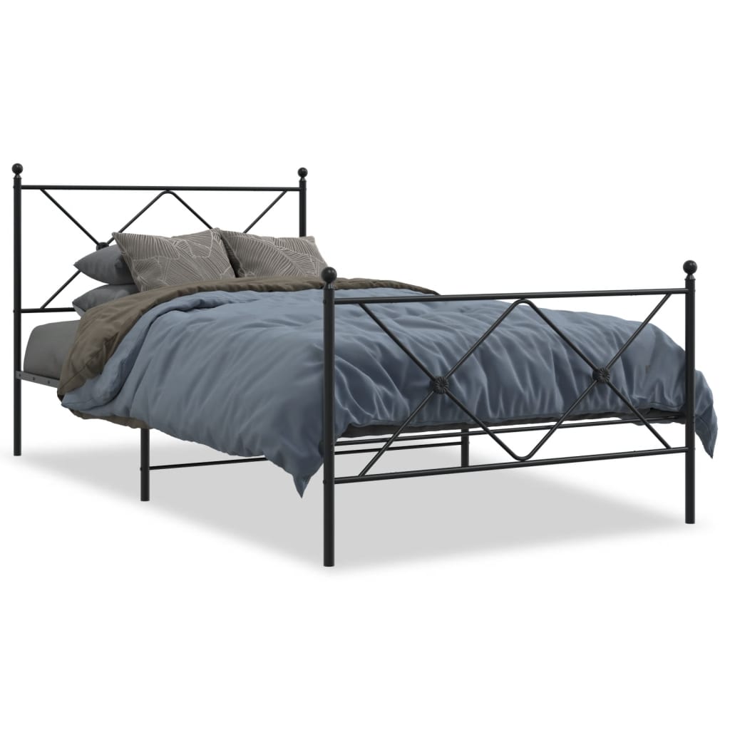 Metalni okvir kreveta uzglavlje i podnožje crni 107x203 cm