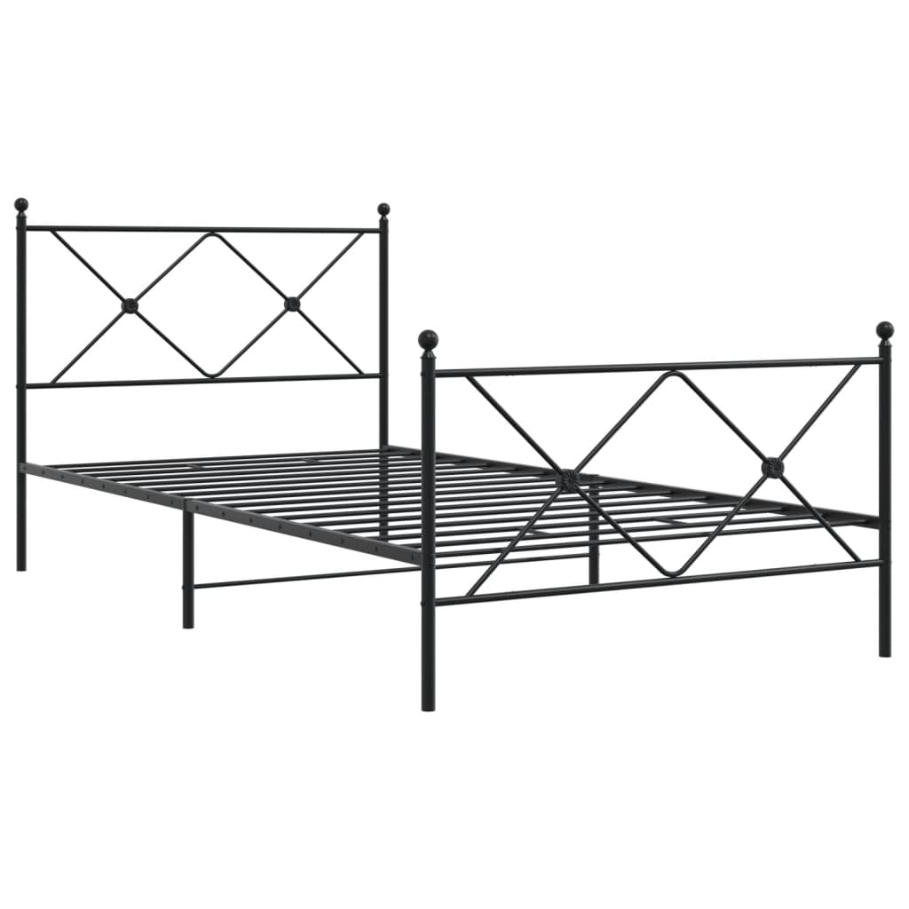 Metalni okvir kreveta uzglavlje i podnožje crni 107x203 cm