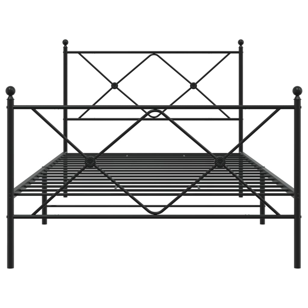 Metalni okvir kreveta uzglavlje i podnožje crni 107x203 cm