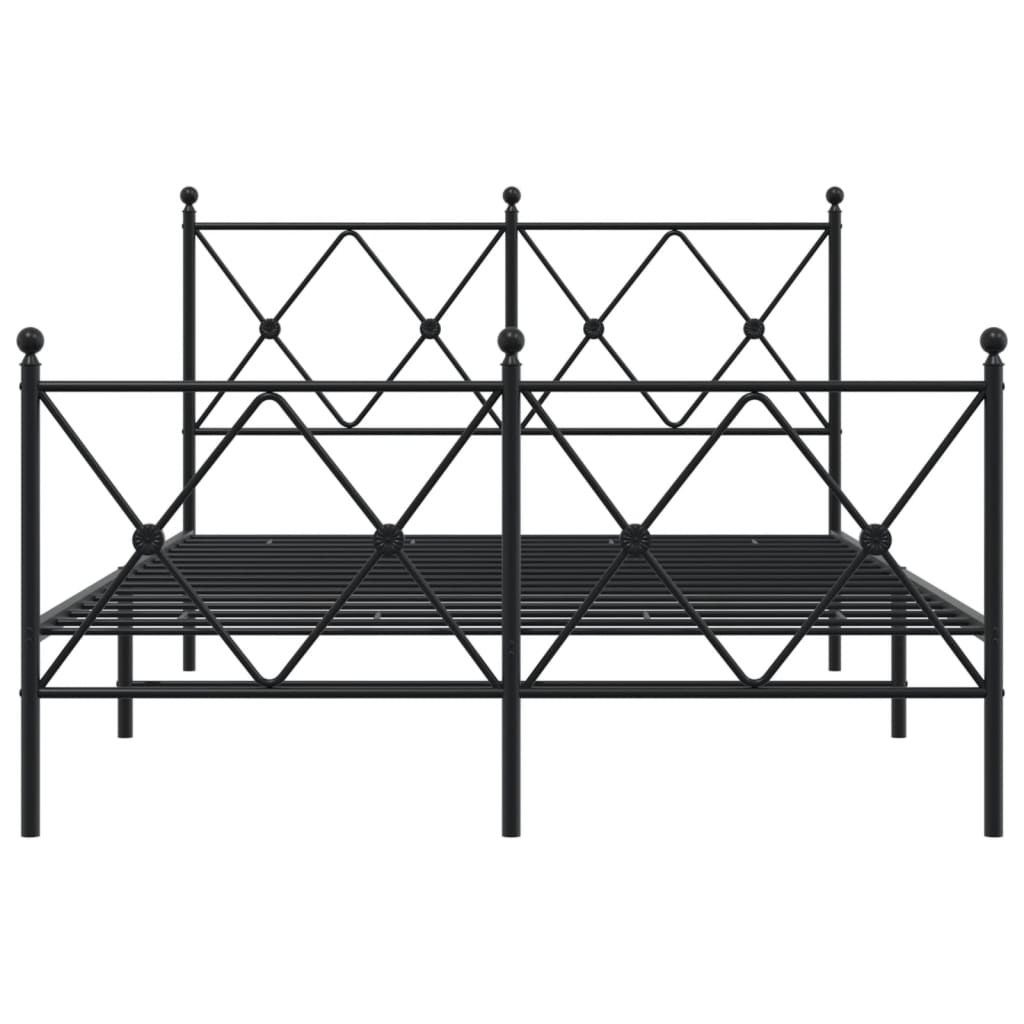 Metalni okvir kreveta uzglavlje i podnožje crni 120x190 cm