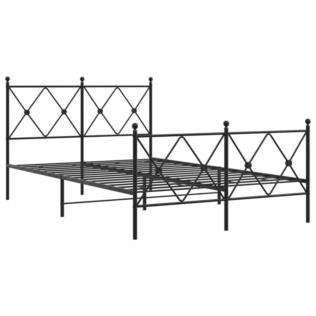 Metalni okvir kreveta uzglavlje i podnožje crni 120x200 cm