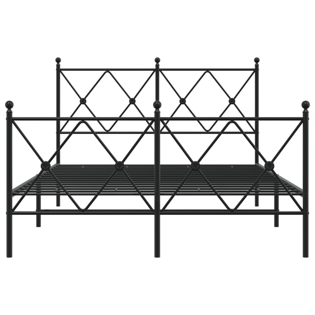 Metalni okvir kreveta uzglavlje i podnožje crni 120x200 cm